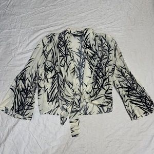 Zara Bamboo Leaf Print Wrap Top